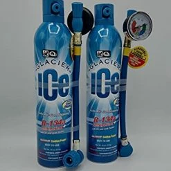 Best Sale 👏 Interdynamics Glacier Ice R-134 Auto Air Condition Refridgerant With Oil And Leak Sealer Plus Guage (2 Cans) 🔥