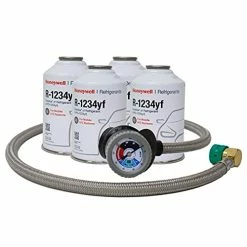 ZeroR-shop 3 Coupon 🔔 ZeroR® Top Off Kit #4 - Genuine 8oz HFO-R1234YF Refrigerant (4 Cans) & 36" Premium Steel Braided Hose HD Can Tap With Gauge 👏