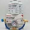Brand new 🔔 Honey Well Genuine 8oz R1234YF Refrigerant (3 Freon Cans) & HD Brass Can Tap With Gauge 🌟 -ZeroR-shop 41oie05028S