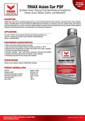 Buy ๐ Asian Car PSF, Synthetic Power Steering Fluid, Compatible With Honda, Acura, Mazda, Subaru, And Mitsubishi, OEM Grade, Fill For Life (2 Quart Pack) ๐ 6 Buy ๐ Asian Car PSF, Synthetic Power Steering Fluid, Compatible With Honda, Acura, Mazda, Subaru, And Mitsubishi, OEM Grade, Fill For Life (2 Quart Pack) ๐ - Image 4