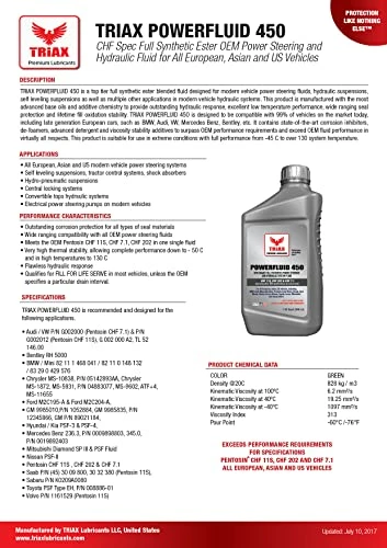 Top 10 ๐ Powerfluid 450 Full Synthetic Power Steering Fluid, Lifetime Fill, CHF 11S, CHF 202, CHF 7.1 For All European Cars, OEM Grade, Hydro-Pneumatic Suspension (1 Quart) ๐ 6 Top 10 ๐ Powerfluid 450 Full Synthetic Power Steering Fluid, Lifetime Fill, CHF 11S, CHF 202, CHF 7.1 For All European Cars, OEM Grade, Hydro-Pneumatic Suspension (1 Quart) ๐ - Image 4