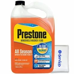 Flash Sale 🎁 Prestone AS658 Deluxe 2-in-1 Windshield Washer Fluid, All Season De-Icer And Bug Wash, Freeze Protection Up To -27°F, 1 Gallon Tissue Pack 🎉